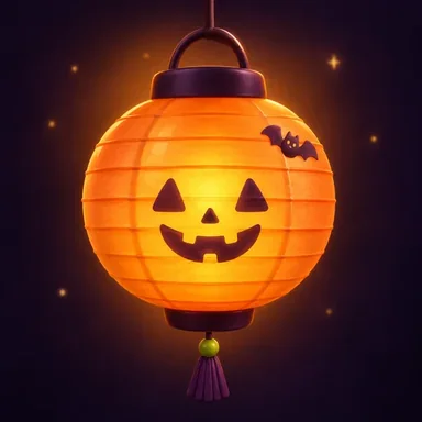 Halloween · A round paper lantern with a pumpkin face