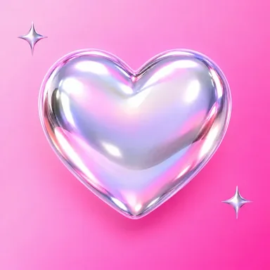 Y2K liquid chrome · A puffy heart