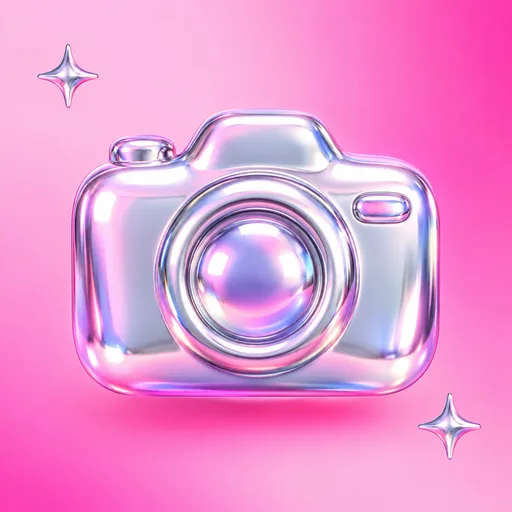 Y2K liquid chrome app icon example 2