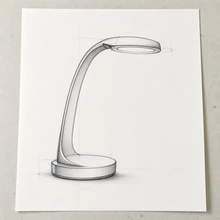 Lamp sketch → Clay 3D icon — Before
